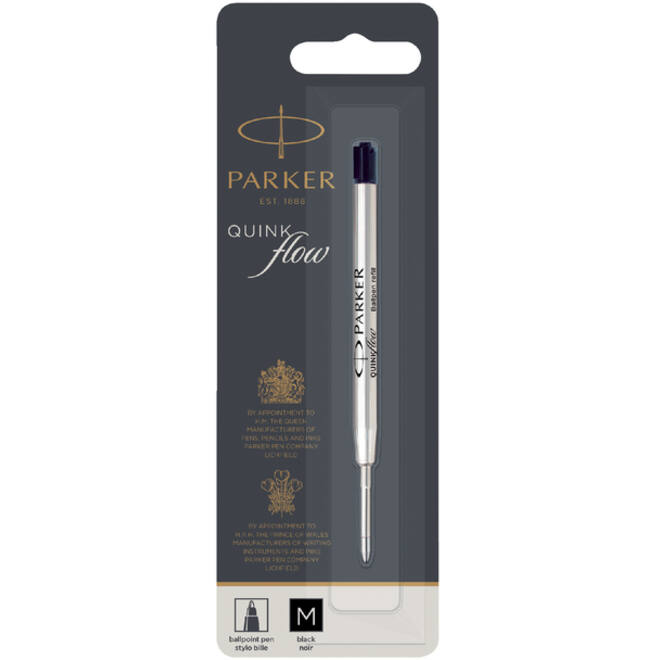 Balpenvulling Parker Quinkflow medium zwart blister à 1 stuk