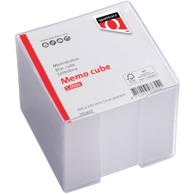 Memokubus Quantore 10x10x9cm transparant met 900vel