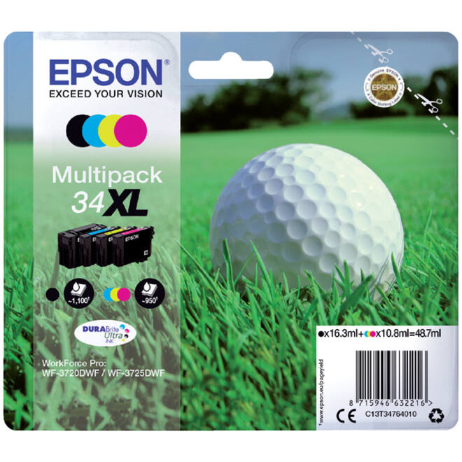 Inktcartridge Epson 34XL T3476 zwart + 3 kleuren