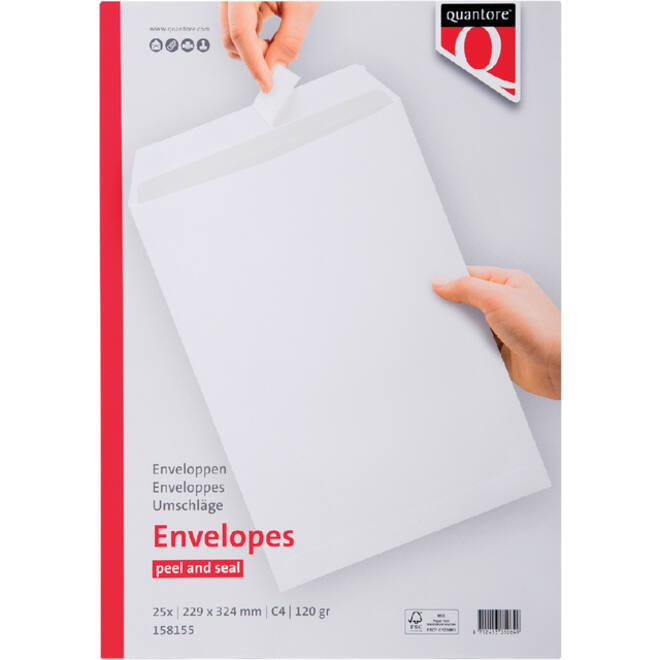 Envelop Quantore akte C4 229x324mm zelfklevend wit 25stuks