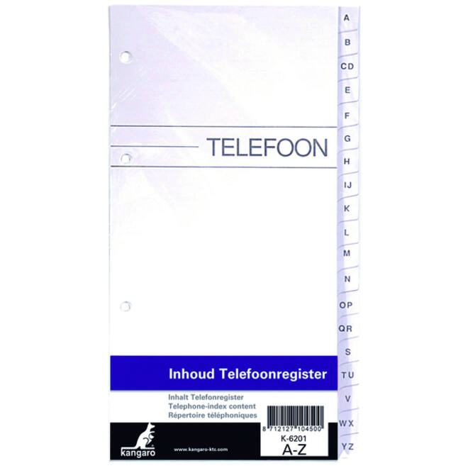 Telefoonalbum Kangaro navulling A-Z 200x100mm 4-rings