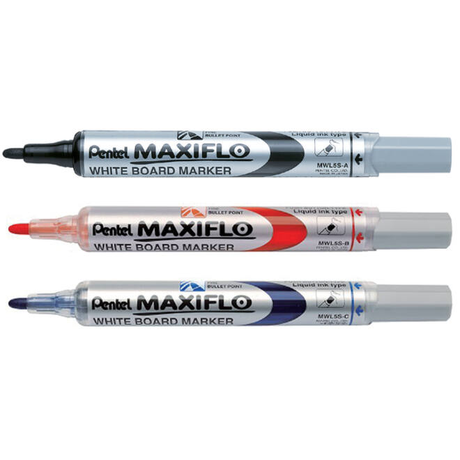 Viltstift Pentel MWL5S Maxiflo whiteboard rond 1mm blauw