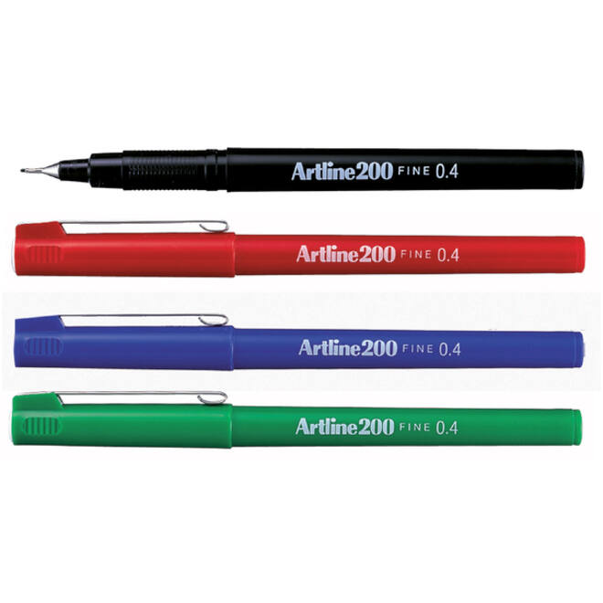 Fineliner Artline 200 rond fijn zwart