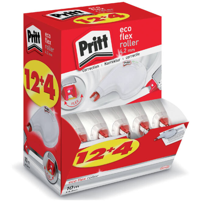 Correctieroller Pritt 4.2mmx10m eco flex valuepack à 12+4 gratis