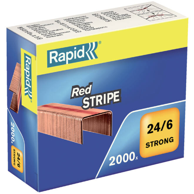 Nieten Rapid 24/6 verkoperd red stripe 2000 stuks