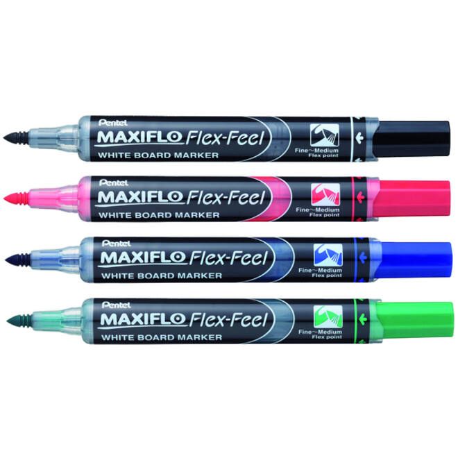 Viltstift Pentel MWL5SBF Maxiflo whiteboard rond 1.5-4.5mm rood