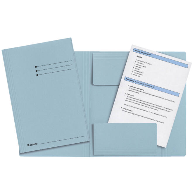 Dossiermap Esselte folio 3 kleppen manilla 275gr blauw