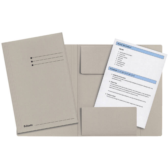 Dossiermap Esselte folio 3 kleppen manilla 275gr grijs