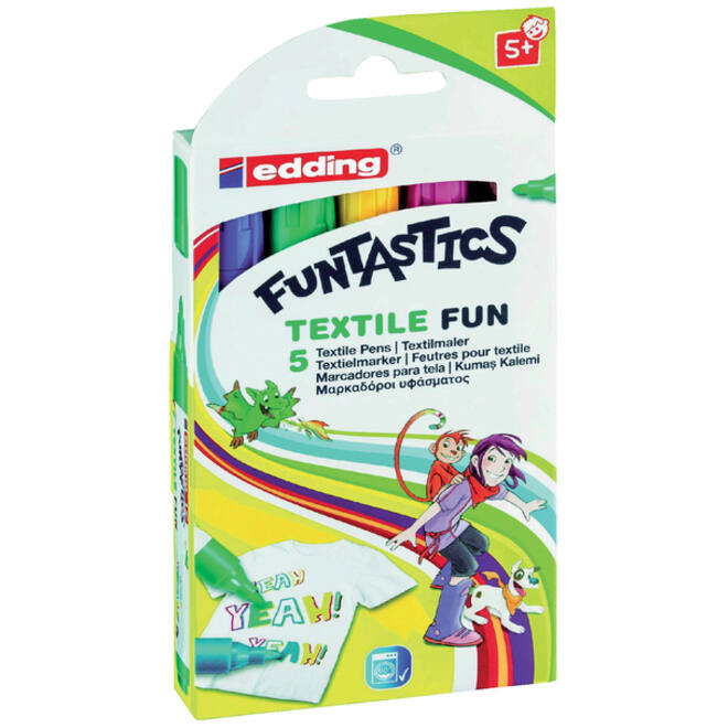 Viltstift edding 17 textiel fun rond 2-3mm set à 5 stuks