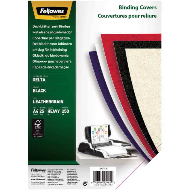 Voorblad Fellowes A4 lederlook zwart 25stuks