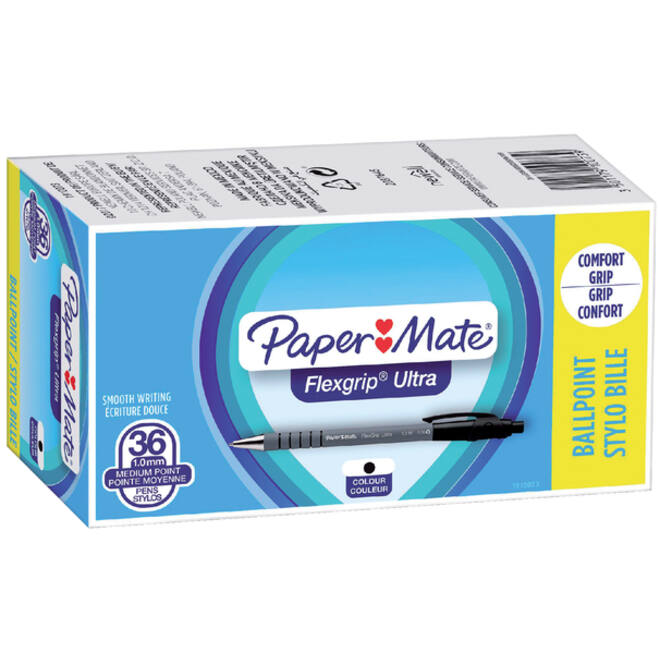 Balpen Paper Mate Flexgrip Ultra medium zwart valuepack 30+6 gratis