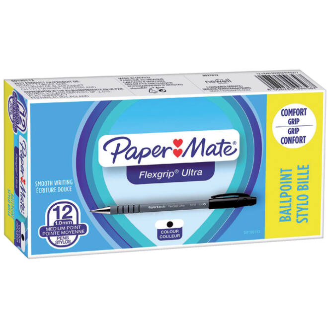Balpen Paper Mate Flexgrip Ultra stick medium zwart