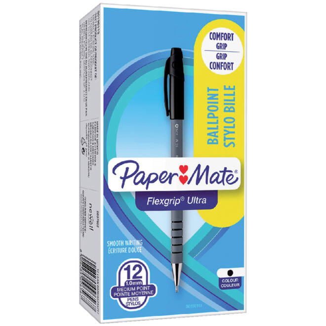 Balpen Paper Mate Flexgrip Ultra stick medium zwart