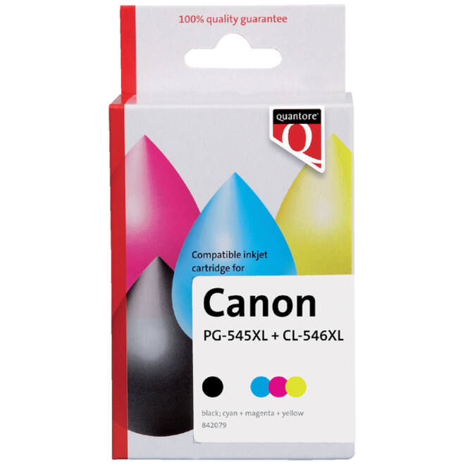 Inktcartridge Quantore alternatief tbv Canon PG-545XL CL-546XL zwart + 3 kleuren