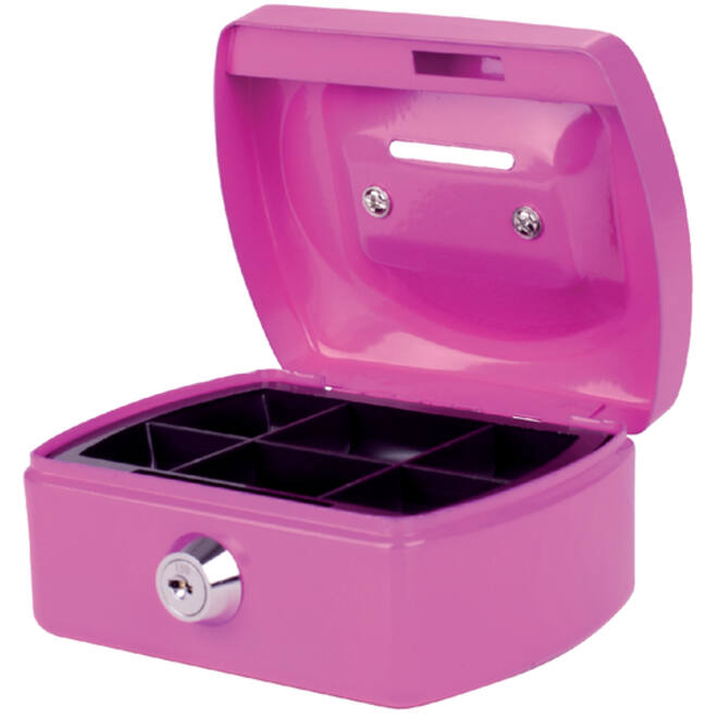 Geldkist Pavo met muntgleuf 125x95x60mm roze