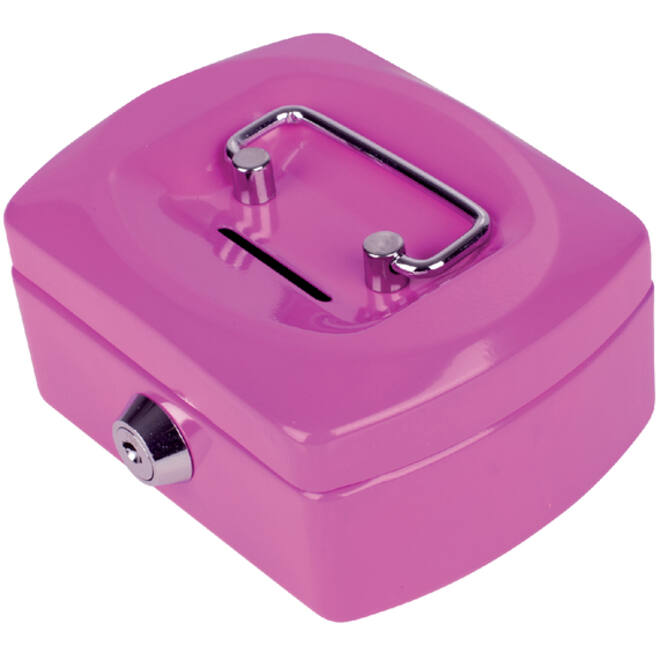 Geldkist Pavo met muntgleuf 125x95x60mm roze