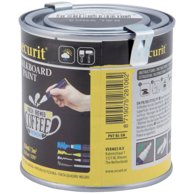 Krijtbord securit acyrlverf waterbasis 250ml zwart