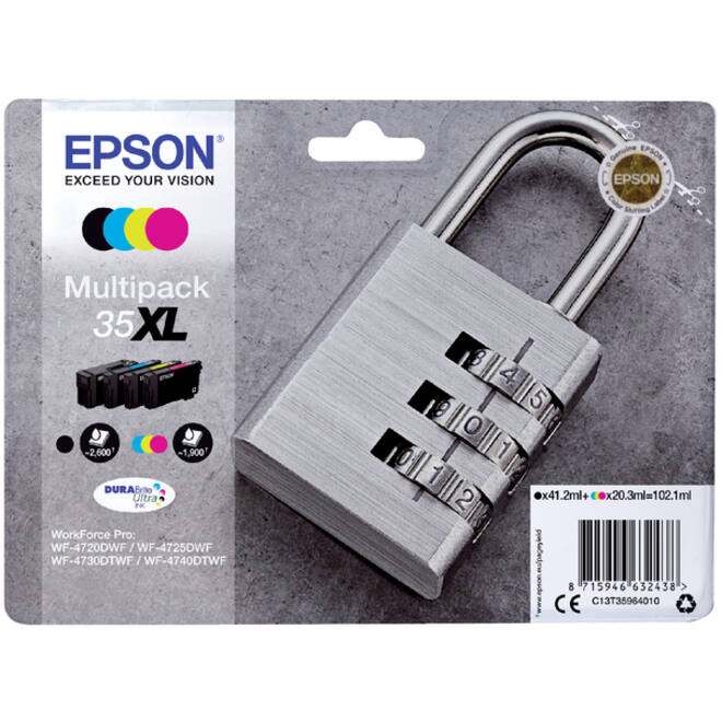Inktcartridge Epson 35XL T3596 zwart + 3 kleuren
