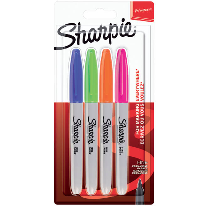 Viltstift Sharpie rond fine fun assorti blister à 4 stuks
