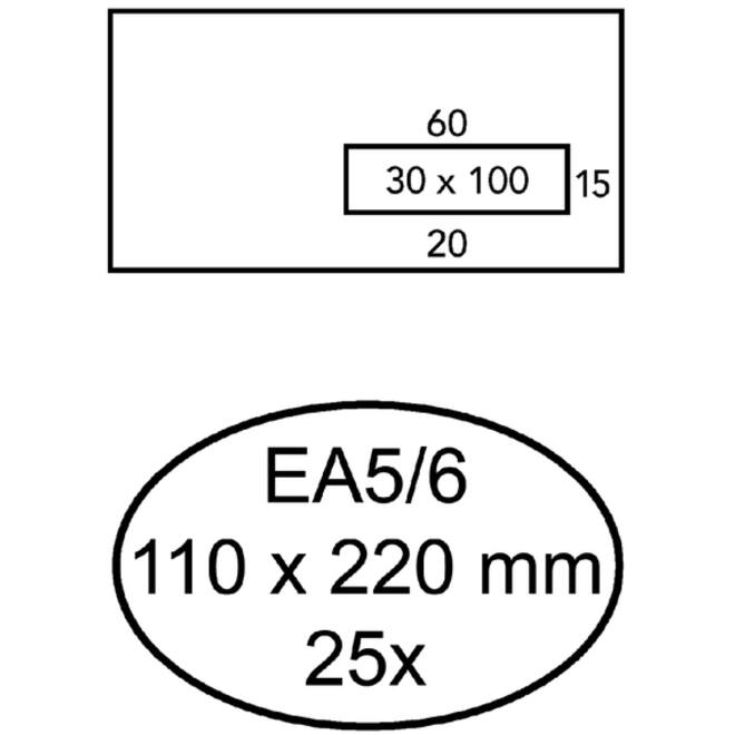 Envelop Quantore 110x220mm venster 3x10cm rechts zelfkl 25st