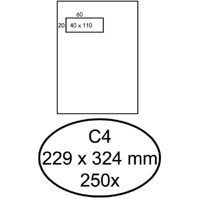 Envelop Quantore 229x324mm venster 4x11cm links zelfkl 250st