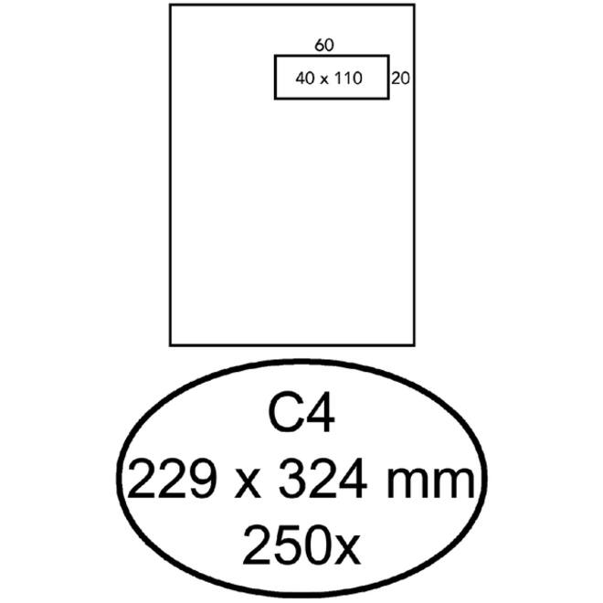 Envelop Quantore C4 229x324mm venster 4x11cm rechts zelfkl 250st