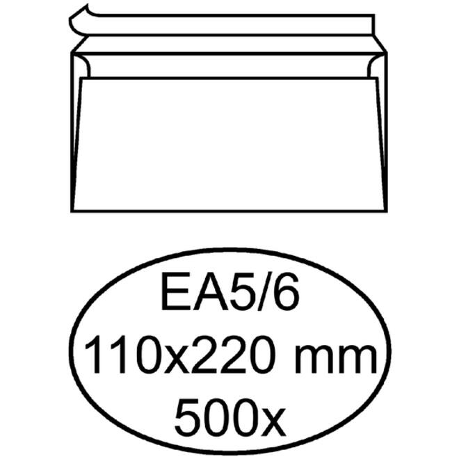 Envelop Hermes bank EA5/6 110x220mm zelfklevend wit doos à 500 stuks