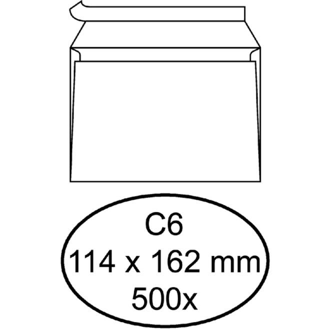 Envelop Hermes bank C6 114x162mm zelfklevend wit doos à 500 stuks