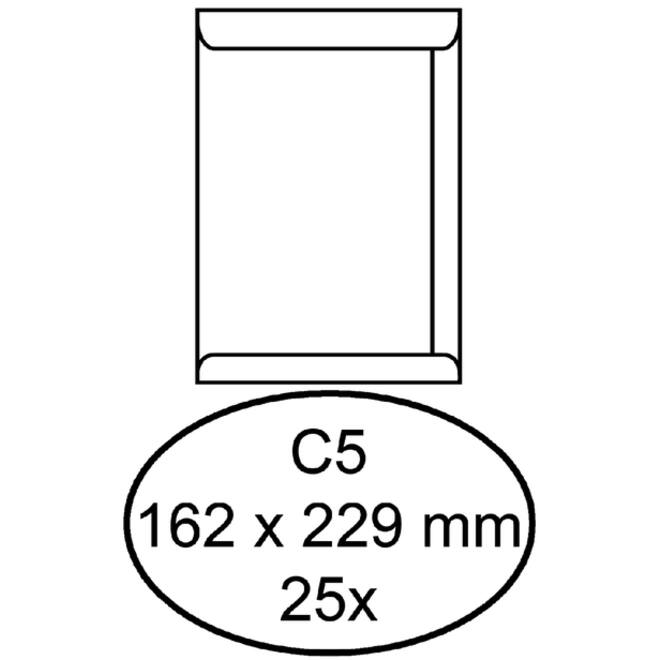 Envelop Hermes akte C5 162x229mm zelfklevend wit pak à 25 stuks
