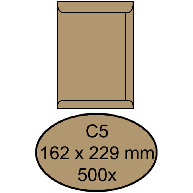 Envelop Quantore akte C5 162x229mm bruinkraft 90g/m² 500stuks