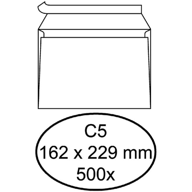 Envelop Hermes bank C5 162x229mm zelfklevend wit doos à 500 stuks