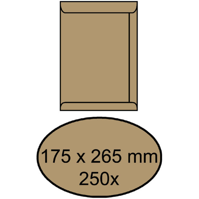 Envelop akte IEZZY 175x265mm zelfklevend 90gr bruin 250stuks