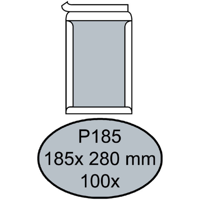 Envelop Quantore bordrug P185 185x280mm zelfkl. wit 100stuks