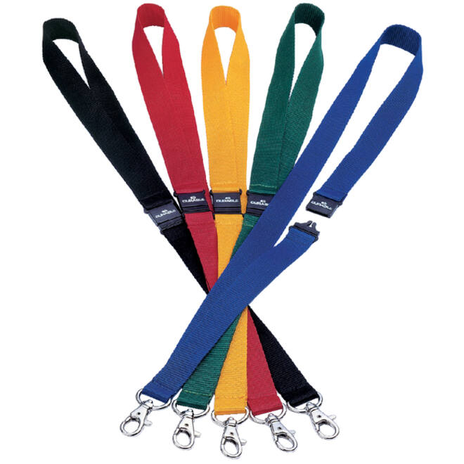 Textielkoord Durable 8137 met karabijnhaak rood