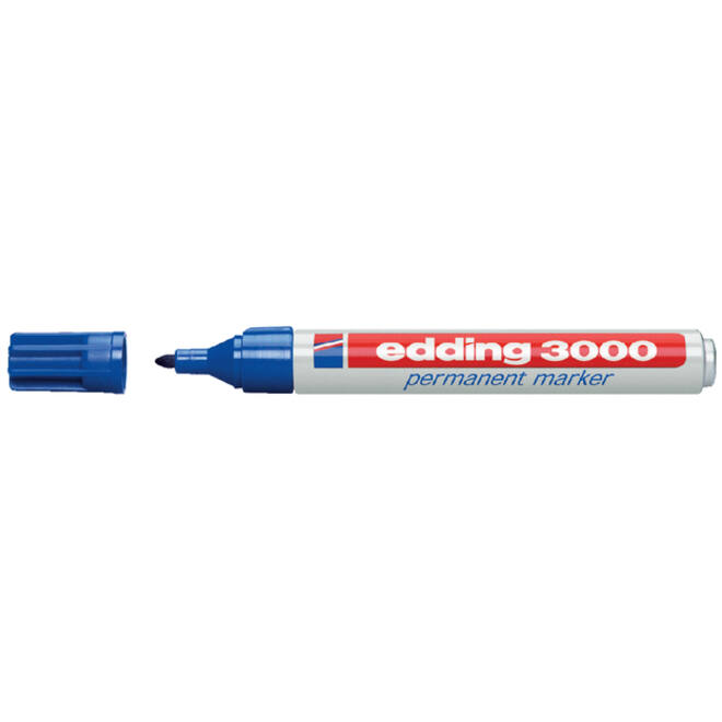 Viltstift edding 3000 rond 1.5-3mm blauw blister à 4 stuks