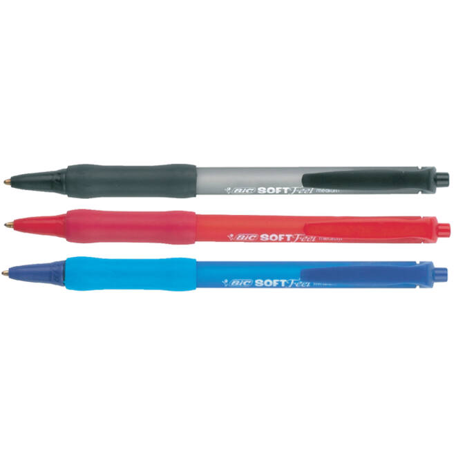 Balpen Bic soft feel grip clic medium rood