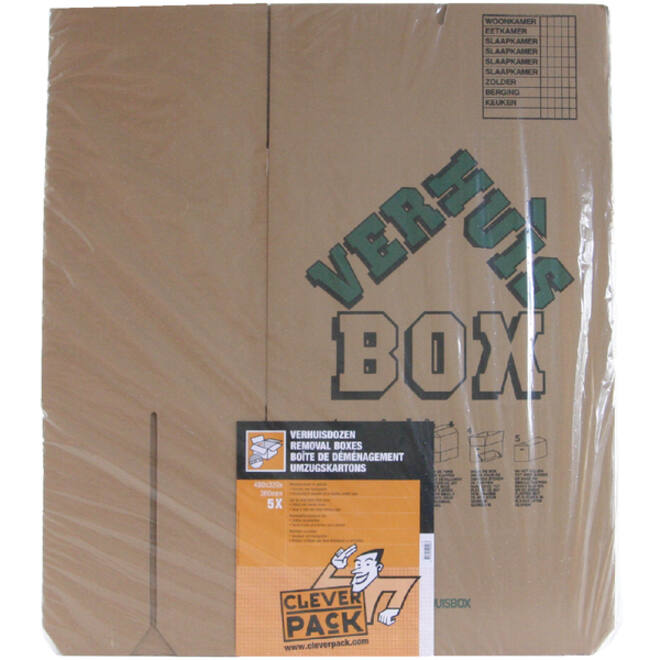 Verhuisdoos CleverPack bedrukt 480x320x360mm pak à 5 stuks