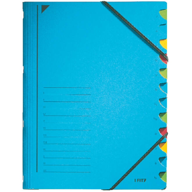Sorteermap Leitz 12 tabbladen karton blauw