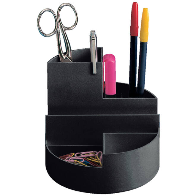 Pennenkoker MAUL roundbox 7 vakken Ø14x12.5cm zwart