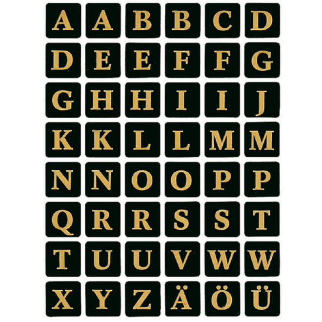 Etiket HERMA 4130 13x13Mm letters A-Z zwart op goud
