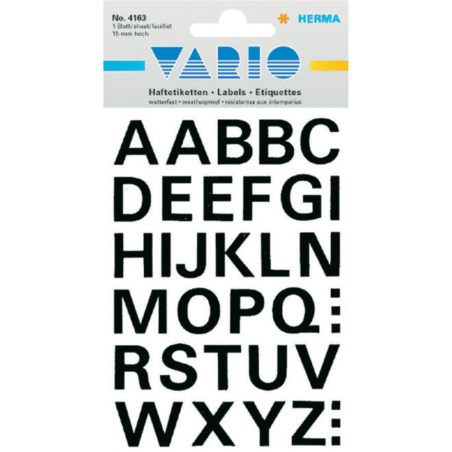 Etiket HERMA 4163 15mm letters A-Z zwart