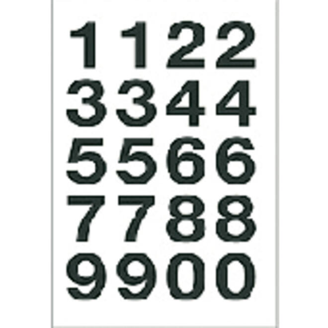 Etiket HERMA 4136 20x18mm getallen 0-9 zwart op transparant