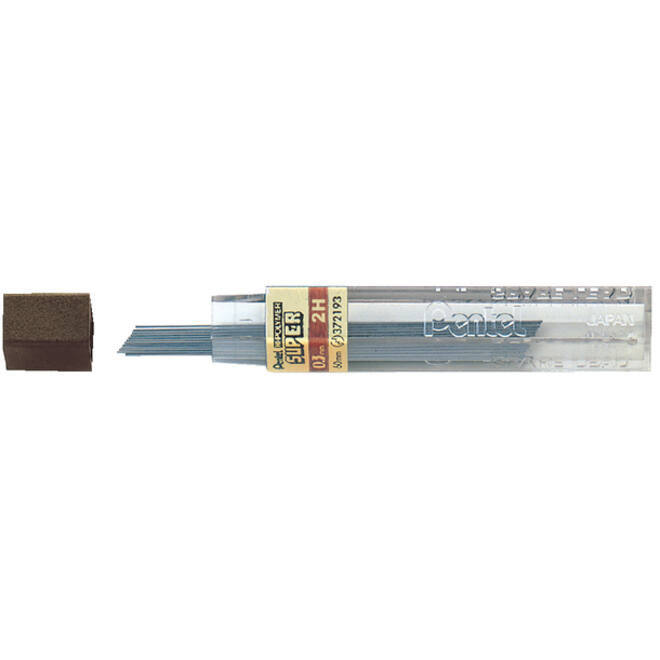 Potloodstift Pentel 2H 0.3mm zwart koker à 12 stuks
