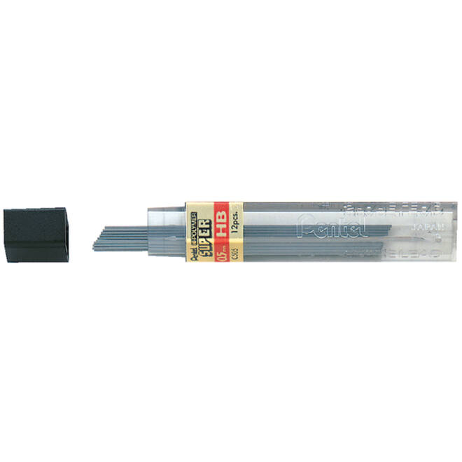 Potloodstift Pentel HB 0.5mm zwart koker à 12 stuks