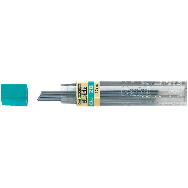 Potloodstift Pentel 2B 0.7mm zwart koker à 12 stuks