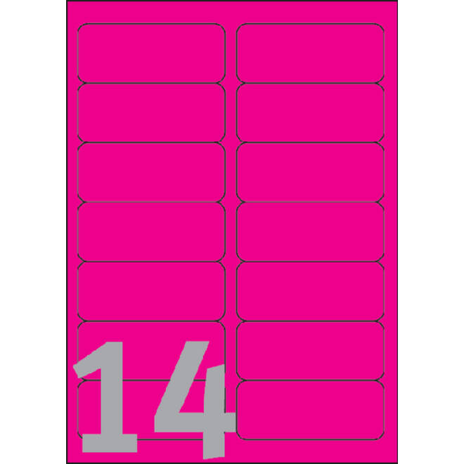 Etiket Avery L7363P-25 99.1x38.1mm neon roze 340stuks