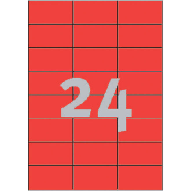 Etiket Avery Zweckform 3448 70x37mm rood 2400stuks
