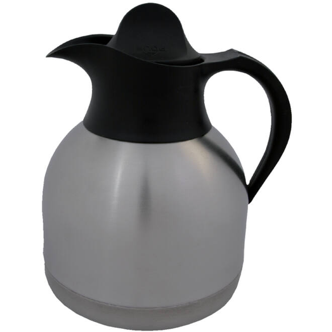 Thermoskan Biaretto koffiekan 1liter roestvrijstaal zwarte dop