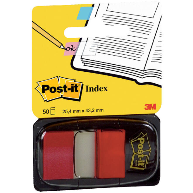 Indextabs Post-it 680 25.4x43.2mm rood 50 tabs