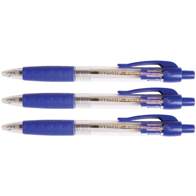 Balpen Quantore Grip drukknop blauw medium